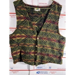 Vintage Genuine Senor Lopez Vest Colorful Striped Mexico Southwestern Aztec M/L